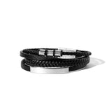 Captain Braided Leather Bracelet - Silver