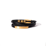 Captain Braided Leather Bracelet - Gold