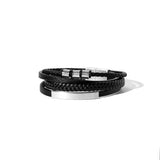 Captain Braided Leather Bracelet - Silver